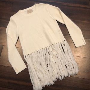 Moon River cream fringe sweater
